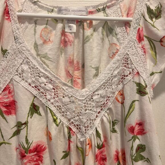 CAROLE HOCHMAN Robe And Nightgown Set Women’s Size Medium Carnation Bouquet - Picture 8 of 13